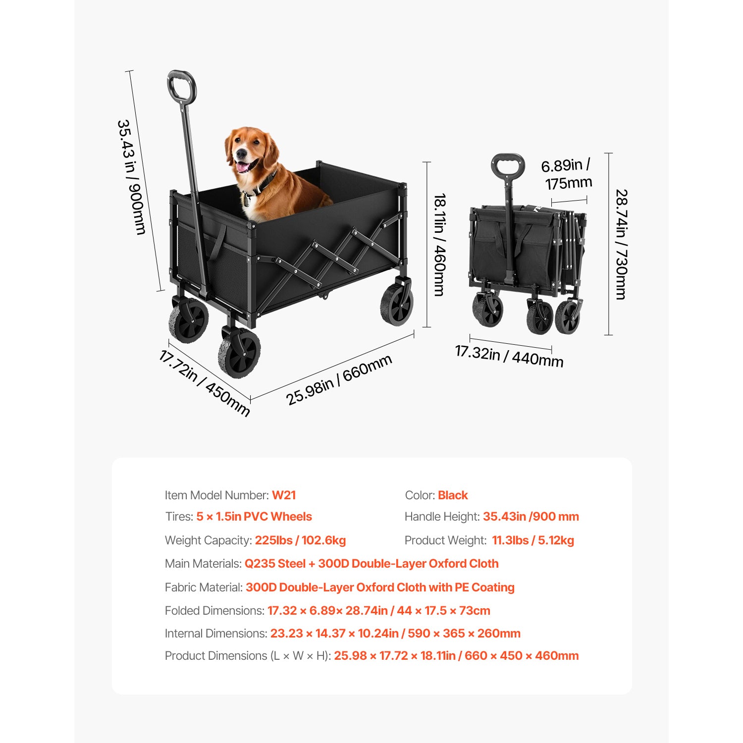 VEVOR Foldable Wagon Cart with Bench Conversion for workshop, garage, storage, or utility use