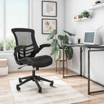Techni Mobili Stylish Mid-Back Mesh Office Chair with Adjustable Arms, Black for home office seating
