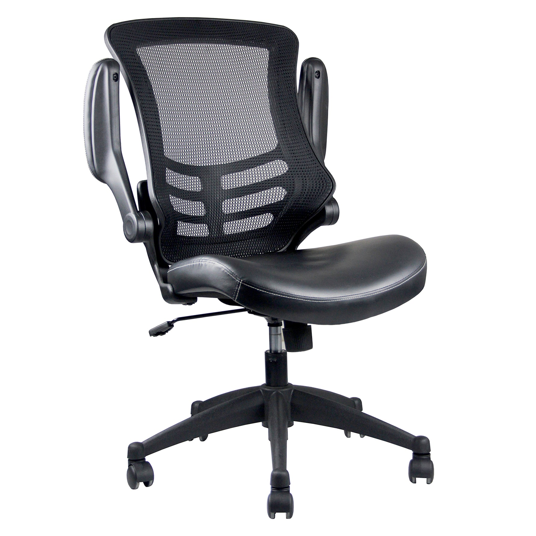 Techni Mobili Stylish Mid-Back Mesh Office Chair with Adjustable Arms, Black for home office seating