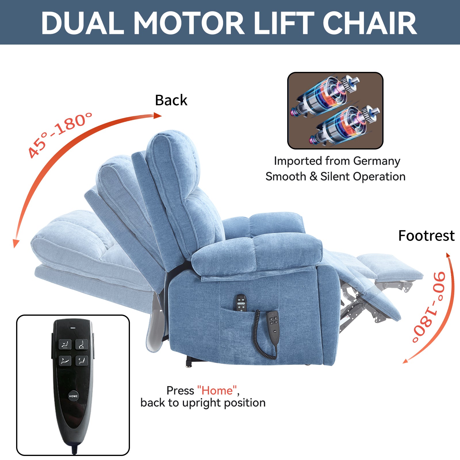 Dual-Motor Power Lift Recliner with Heat & Massage, 350 lb Capacity detail image 49