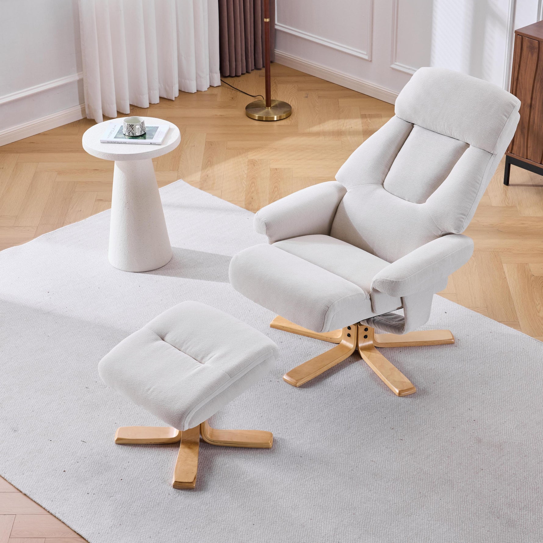 Modern Heated Massage 360° Swivel Recliner Accent Chair with Ottoman, Ergonomic detail image 10