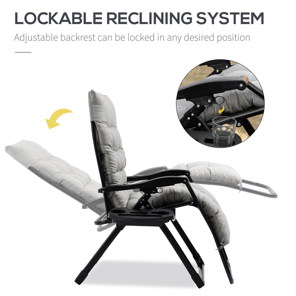 Outsunny Padded Zero Gravity Reclining Lounge Chair detail image 22