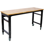 60" Rolling Adjustable Workbench, Black Hammertone workshop project bench