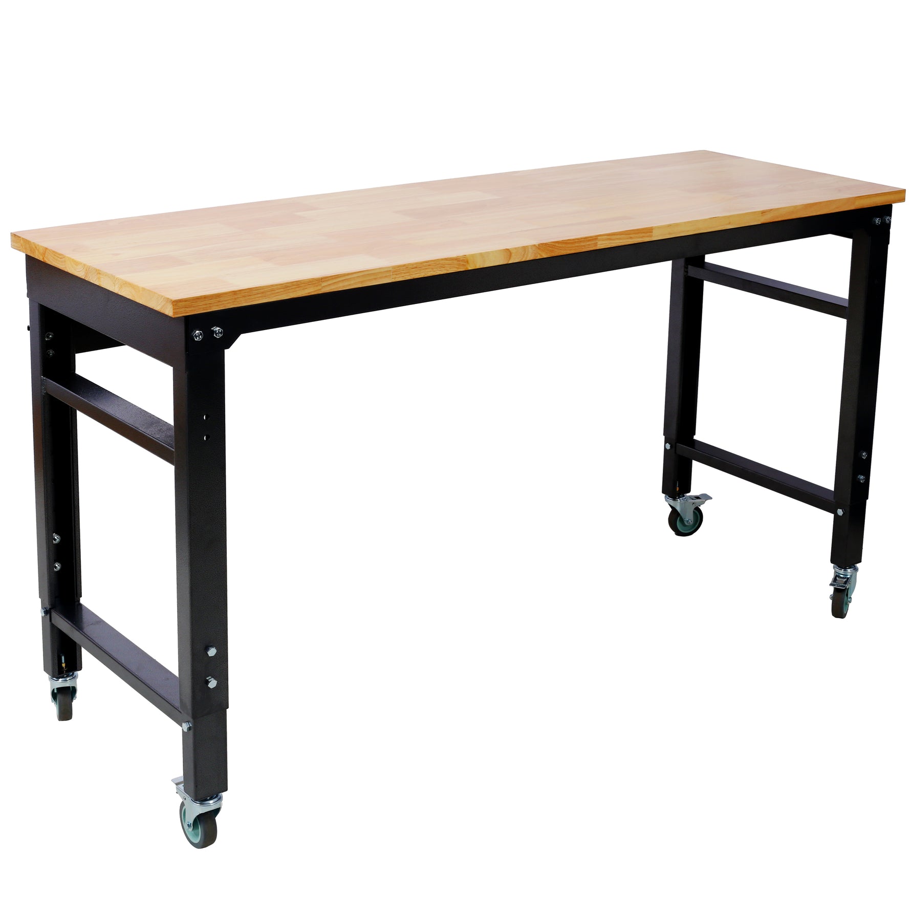 60" Rolling Adjustable Workbench, Black Hammertone workshop project bench