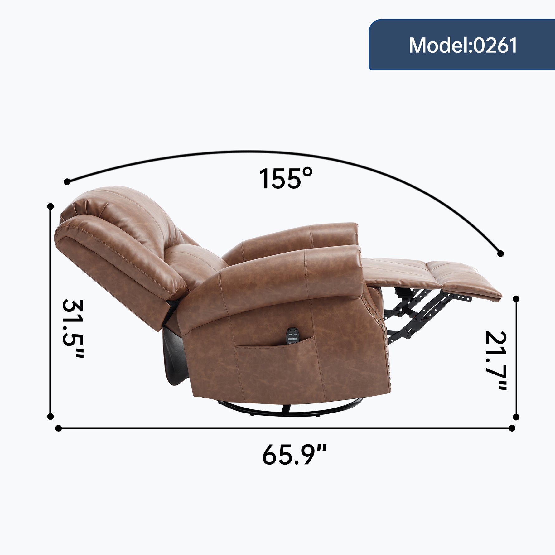 Heat Massage Manual Recliner Chair with Rocker and Swivel for Living Room detail image 15