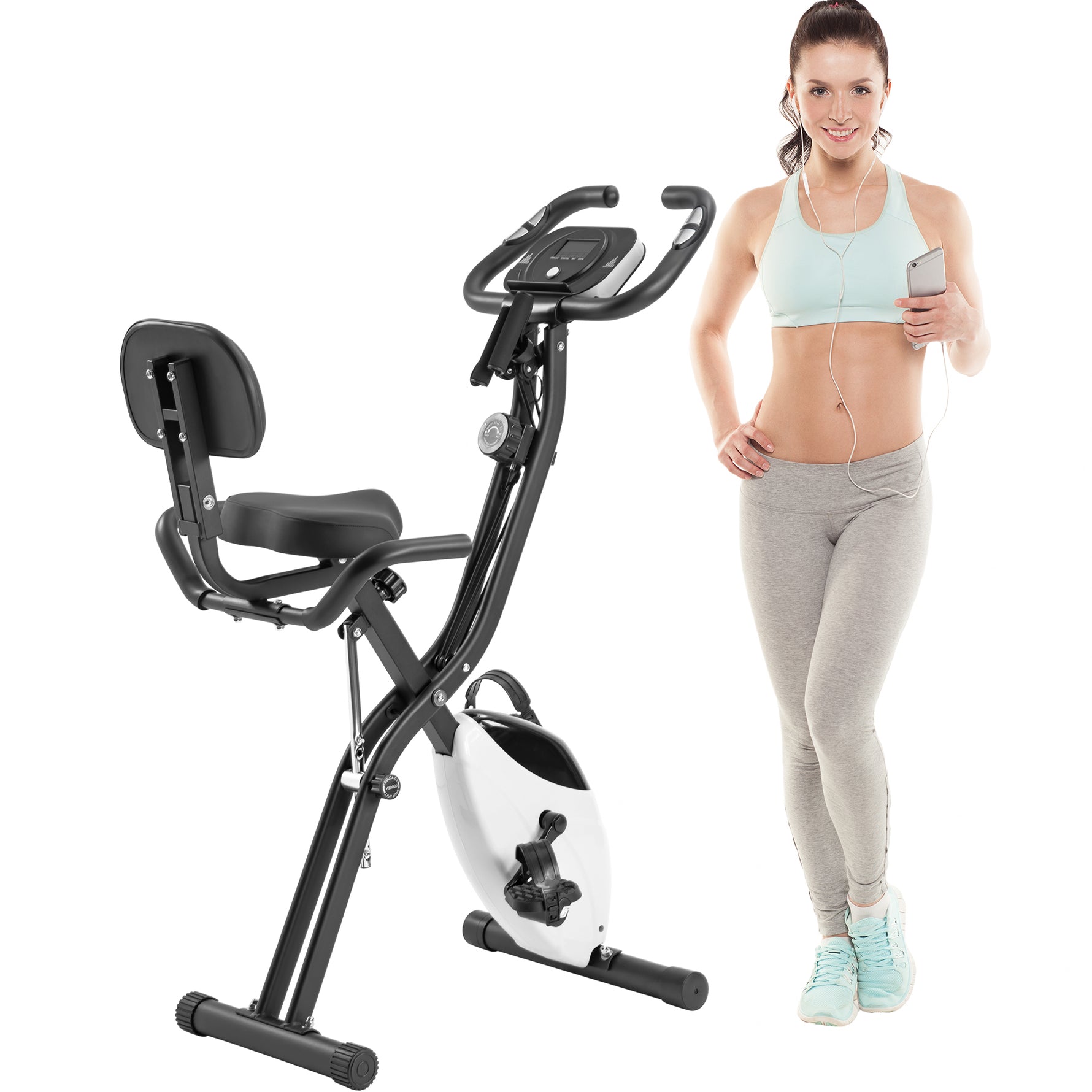 Folding Stationary Bike with 16-Level Magnetic Resistance, 300 lb Capacity detail image 49