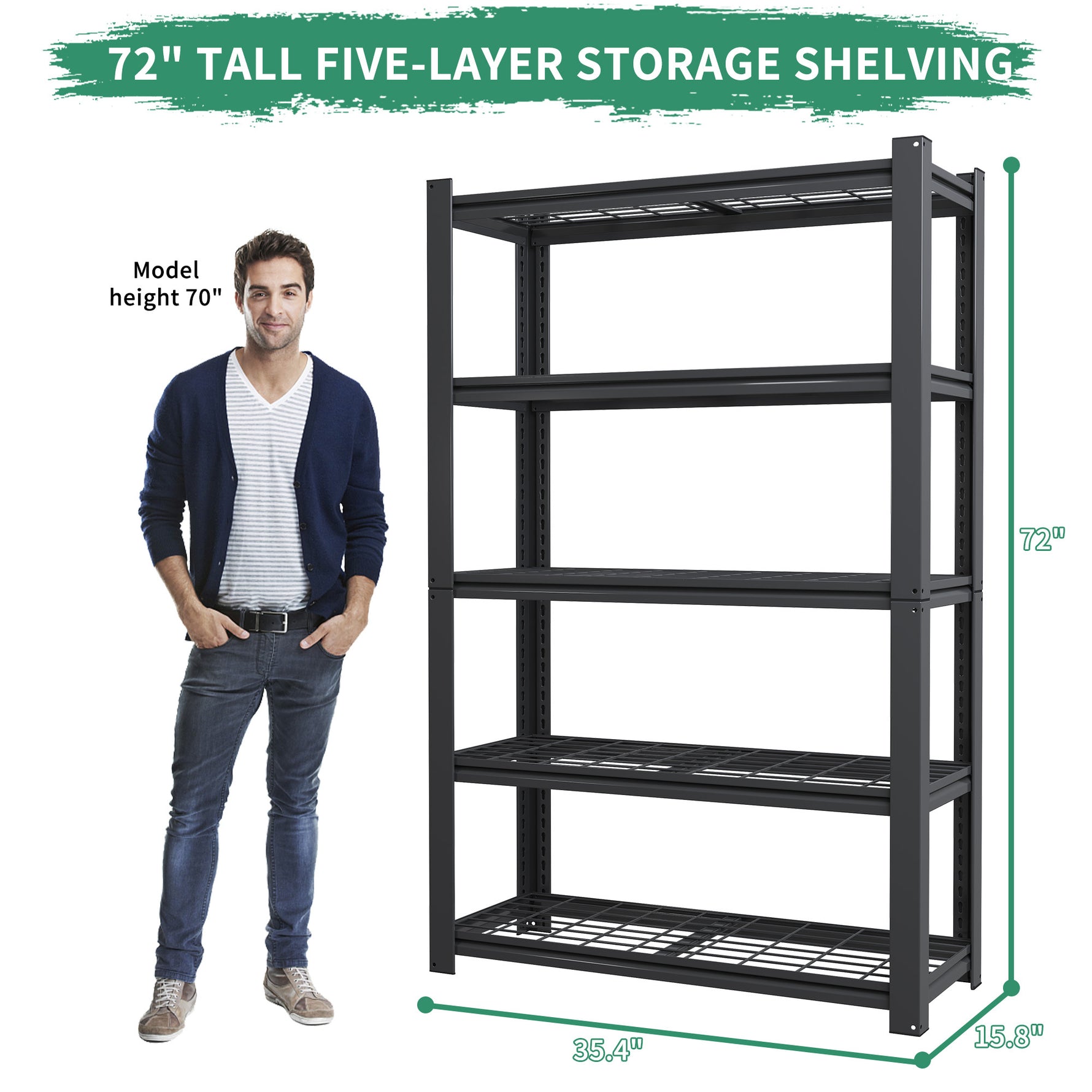 Industrial Heavy Duty Adjustable Metal Mesh Storage Shelving Unit for workshop, garage, storage, or utility use