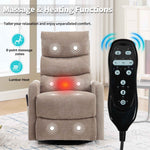 Heat Massage Manual Recliner Chair with Rocker and Swivel in Fabric for Living Room detail image 16