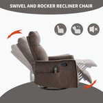 Heat Massage Manual Recliner Chair with Rocker and Swivel in Fabric for Living detail image 24