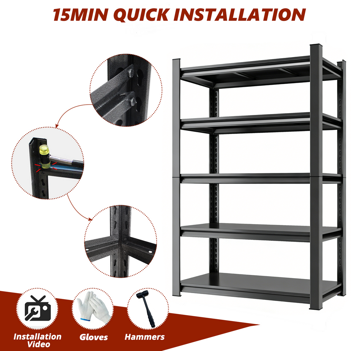 Heavy-Duty Adjustable Metal Storage Shelving Units for workshop, garage, storage, or utility use