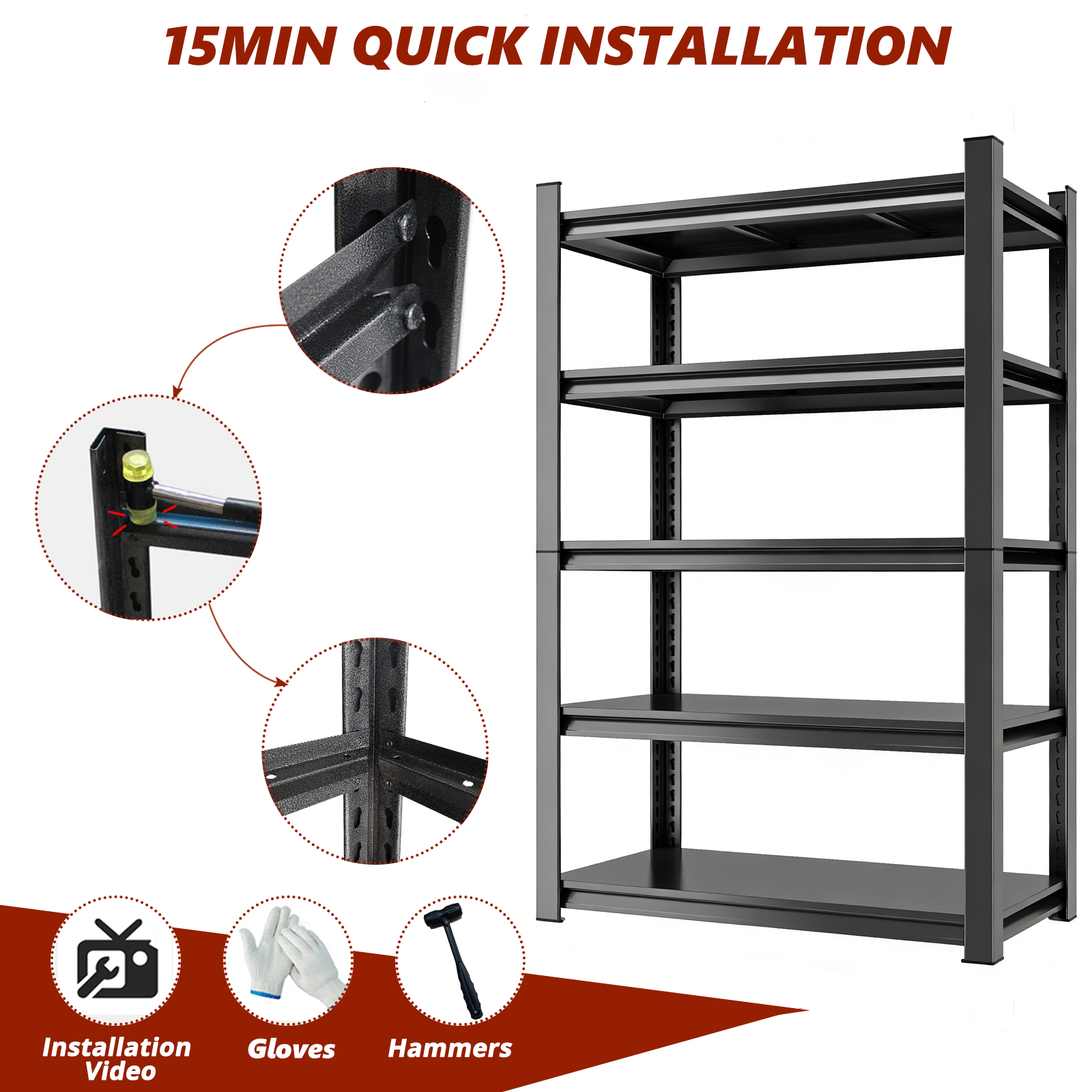 Heavy-Duty Adjustable Metal Storage Shelving Units for workshop, garage, storage, or utility use