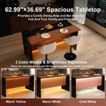 63 in. Kitchen Island with LED Lighting & 2 Bar Stools product view 6