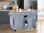 Rubberwood Drop-Leaf Kitchen Cart with 3 Drawers product view 36