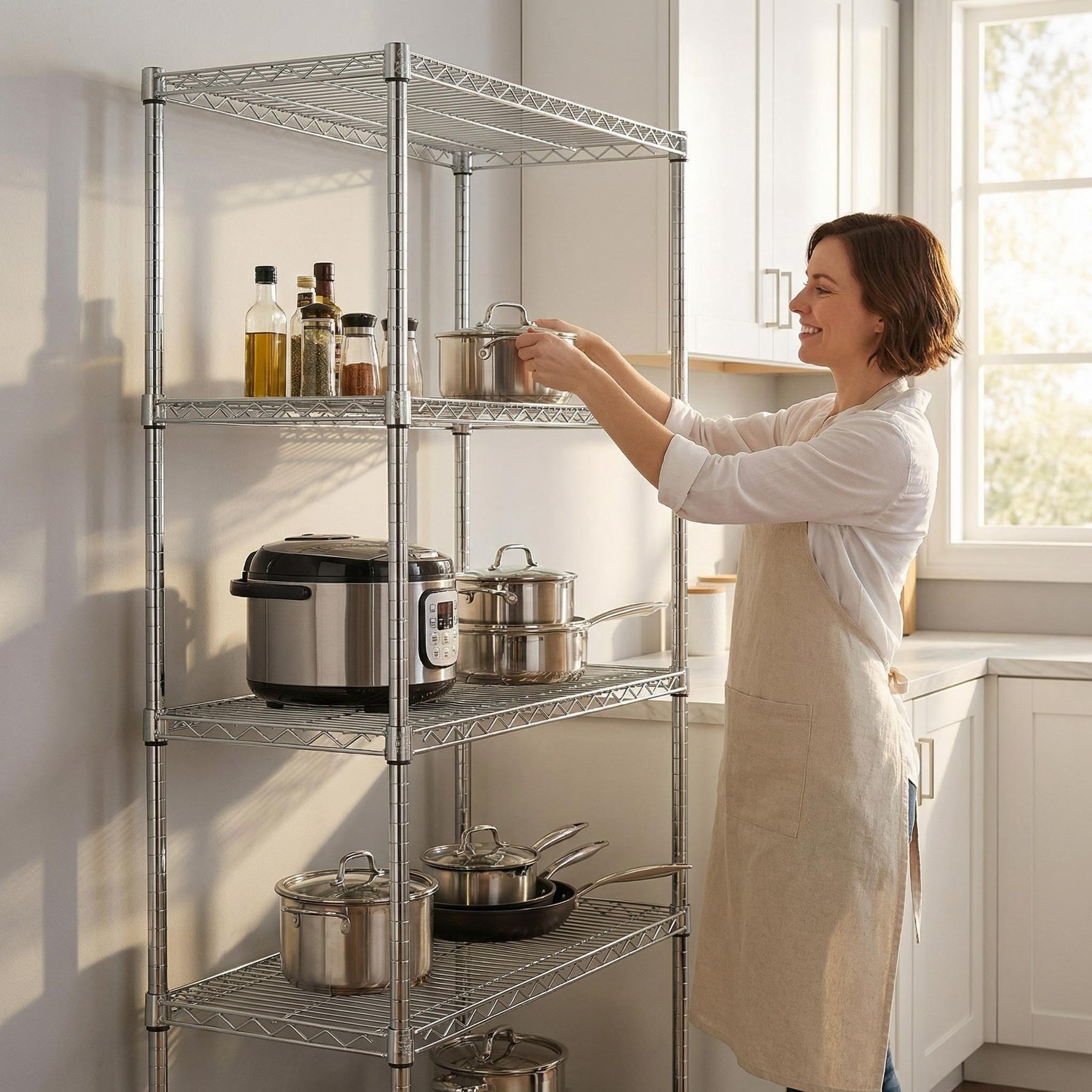 Heavy-Duty Adjustable Wire Shelving Unit with Wheels & Levelers for workshop, garage, storage, or utility use