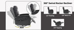 Heat Massage Manual Recliner Chair with Rocker and Swivel in Fabric for Living Room detail image 10