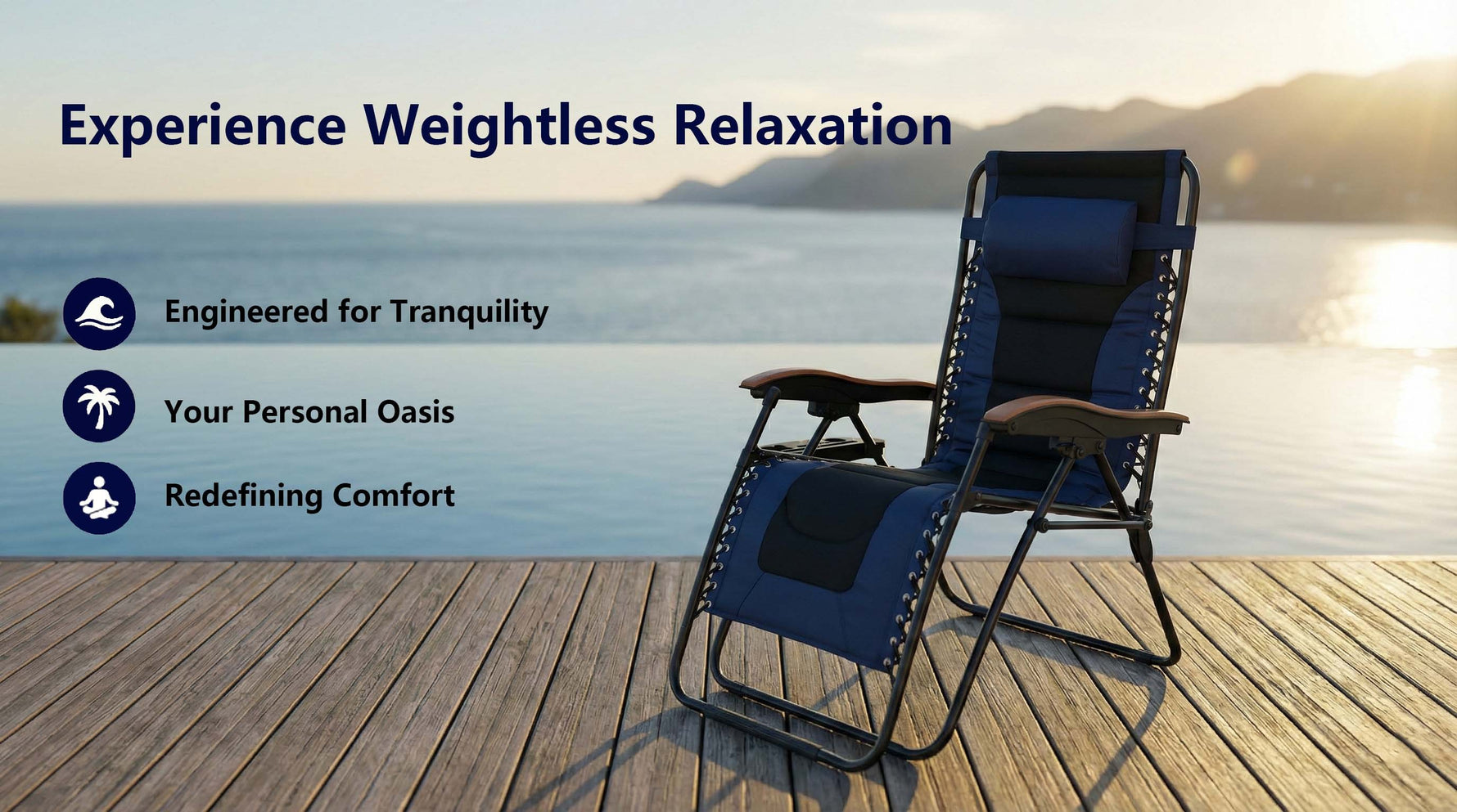 Oversized Padded Zero Gravity Chair with Cup Holder, 400 lb Capacity detail image 39