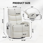 Heat Massage Manual Recliner Chair with Rocker and Swivel in Faux Leather for Living Room detail image 19