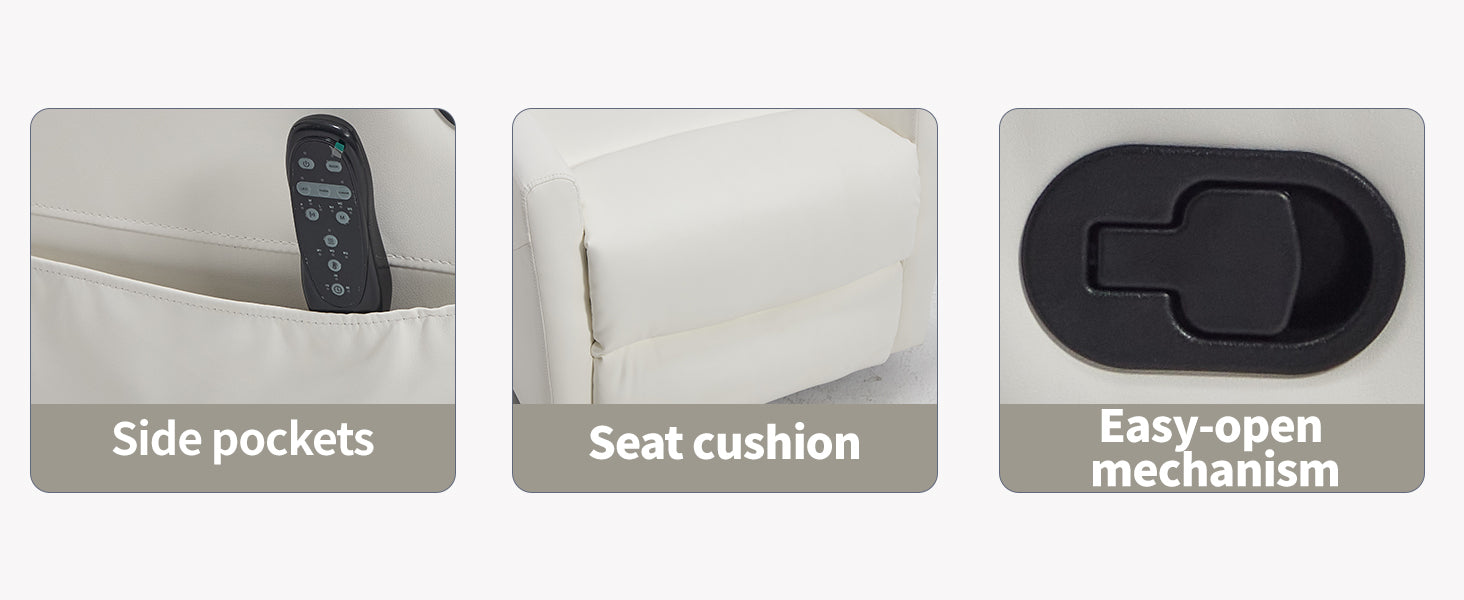 Heat Massage Manual Recliner Chair with Rocker and Swivel in Faux Leather for Living Room detail image 20