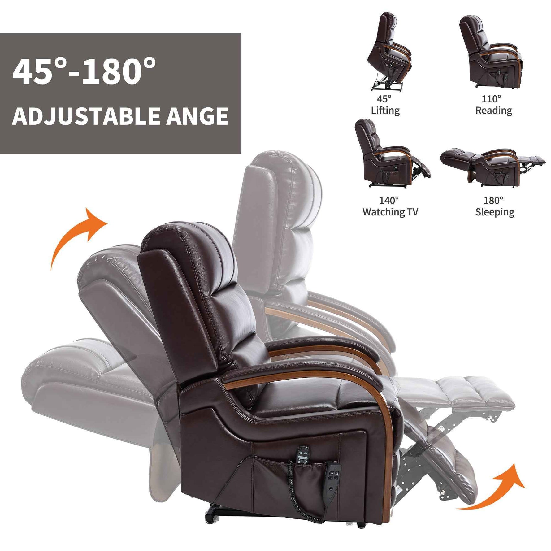 Dual-Motor Leather-Air Power Lift Recliner detail image 4