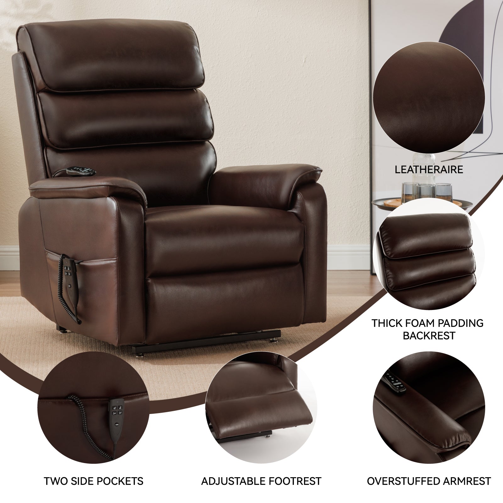 Dual-Motor Power Lift Heat & Massage Recliner detail image 17