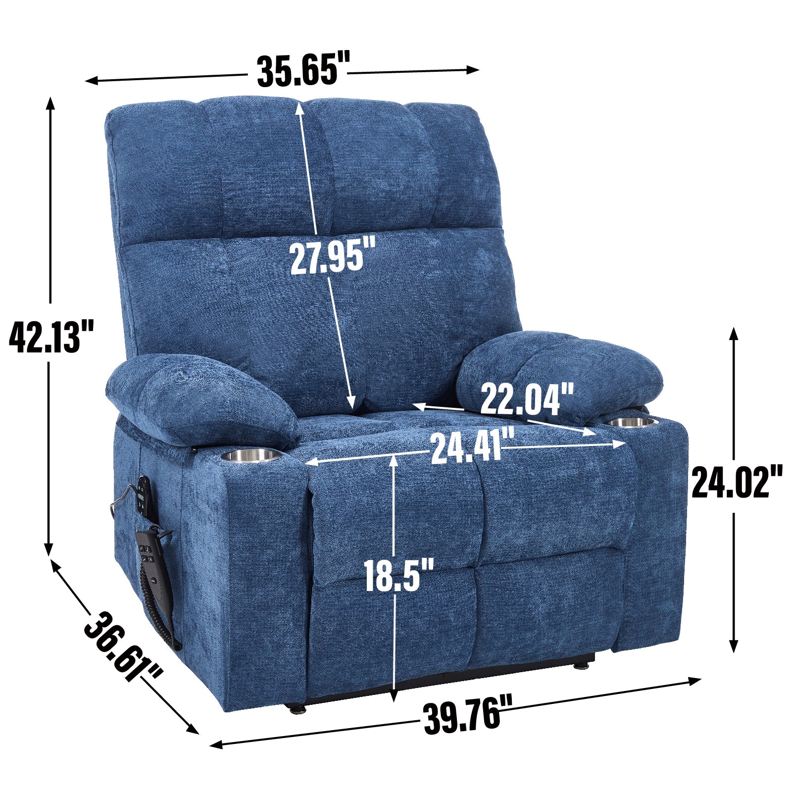 Chenille Dual-Motor Power Lift Recliner, 350 lb Capacity detail image 33