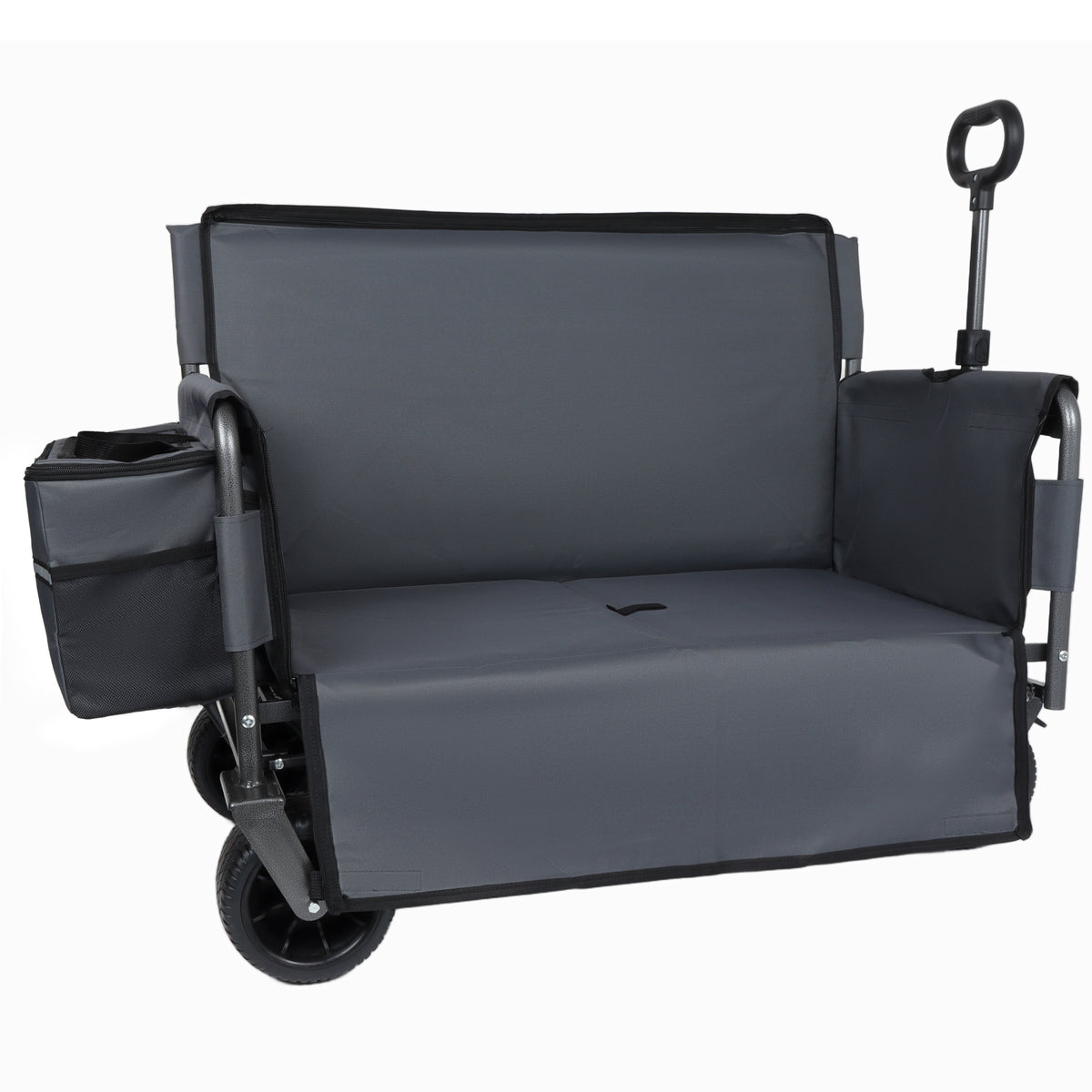 3-in-1 Folding Wagon Cart with Bench Seat & Storage for workshop, garage, storage, or utility use