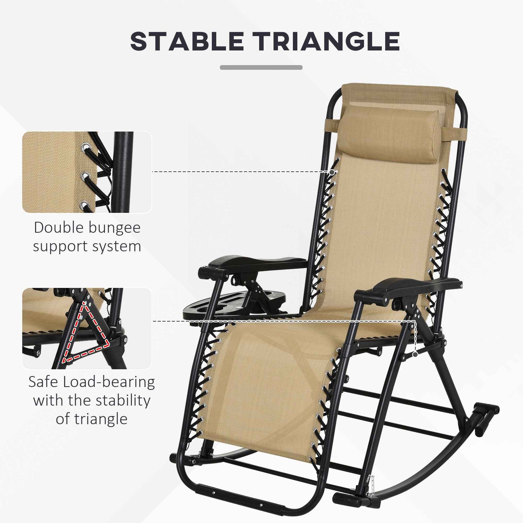 Outsunny Folding Zero Gravity Rocking Chair Set detail image 24