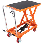 Manual Hydraulic Scissor Lift Table Cart with Non-Slip Pad for workshop, garage, storage, or utility use