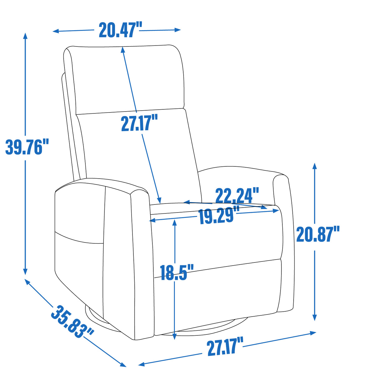 Heat Massage Manual Recliner Chair with Rocker and Swivel in Fabric for Living Room detail image 93