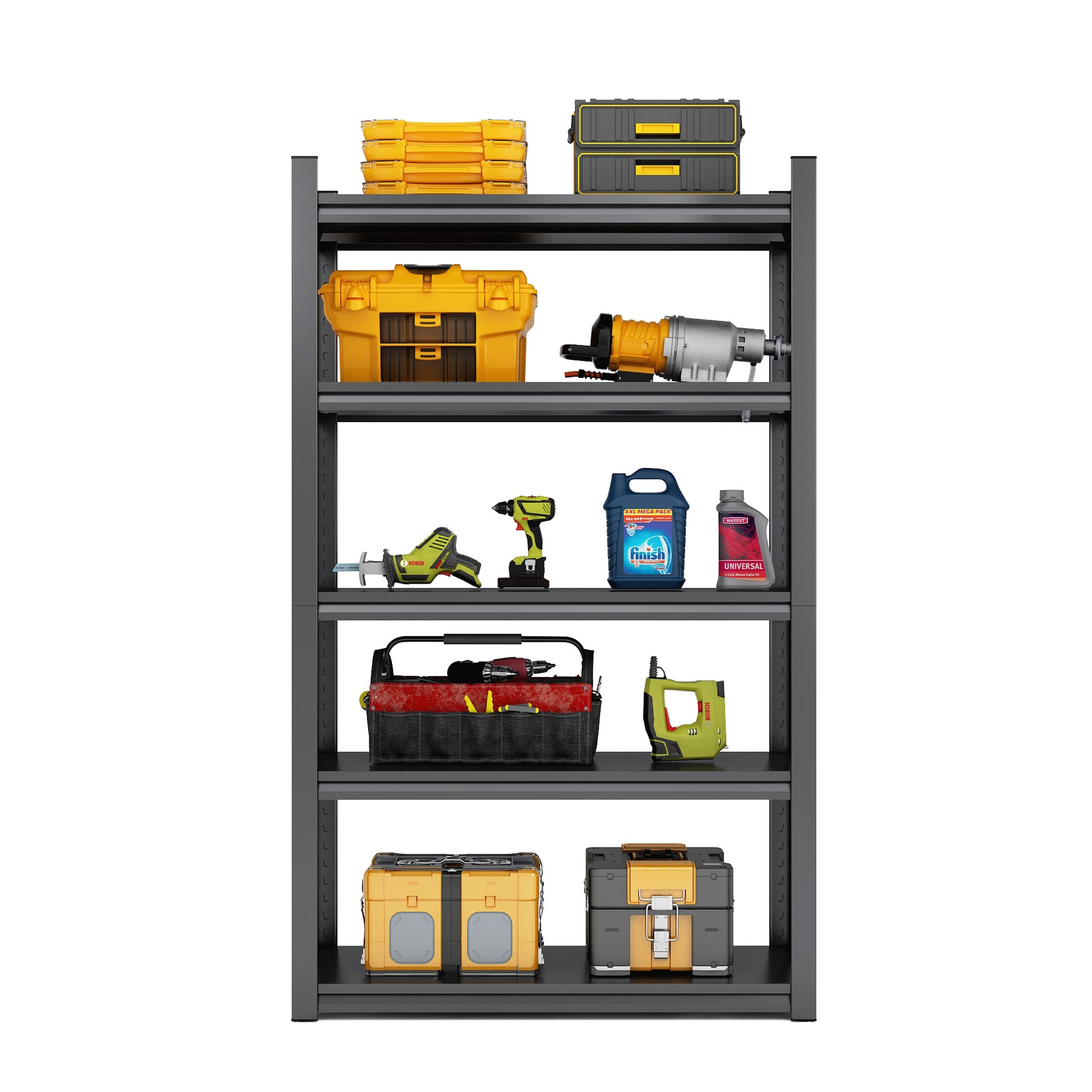 Industrial Heavy-Duty 5-Tier Adjustable Metal Shelving Unit for workshop, garage, storage, or utility use