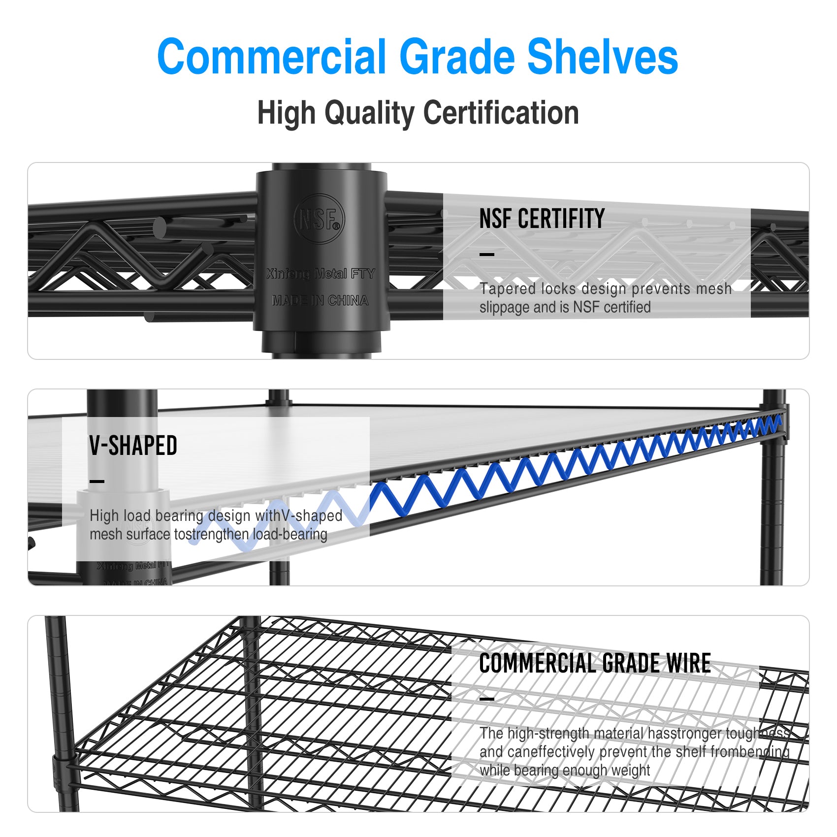 Heavy-Duty NSF Adjustable Wire Shelving Unit with Wheels & Shelf Liners for workshop, garage, storage, or utility use