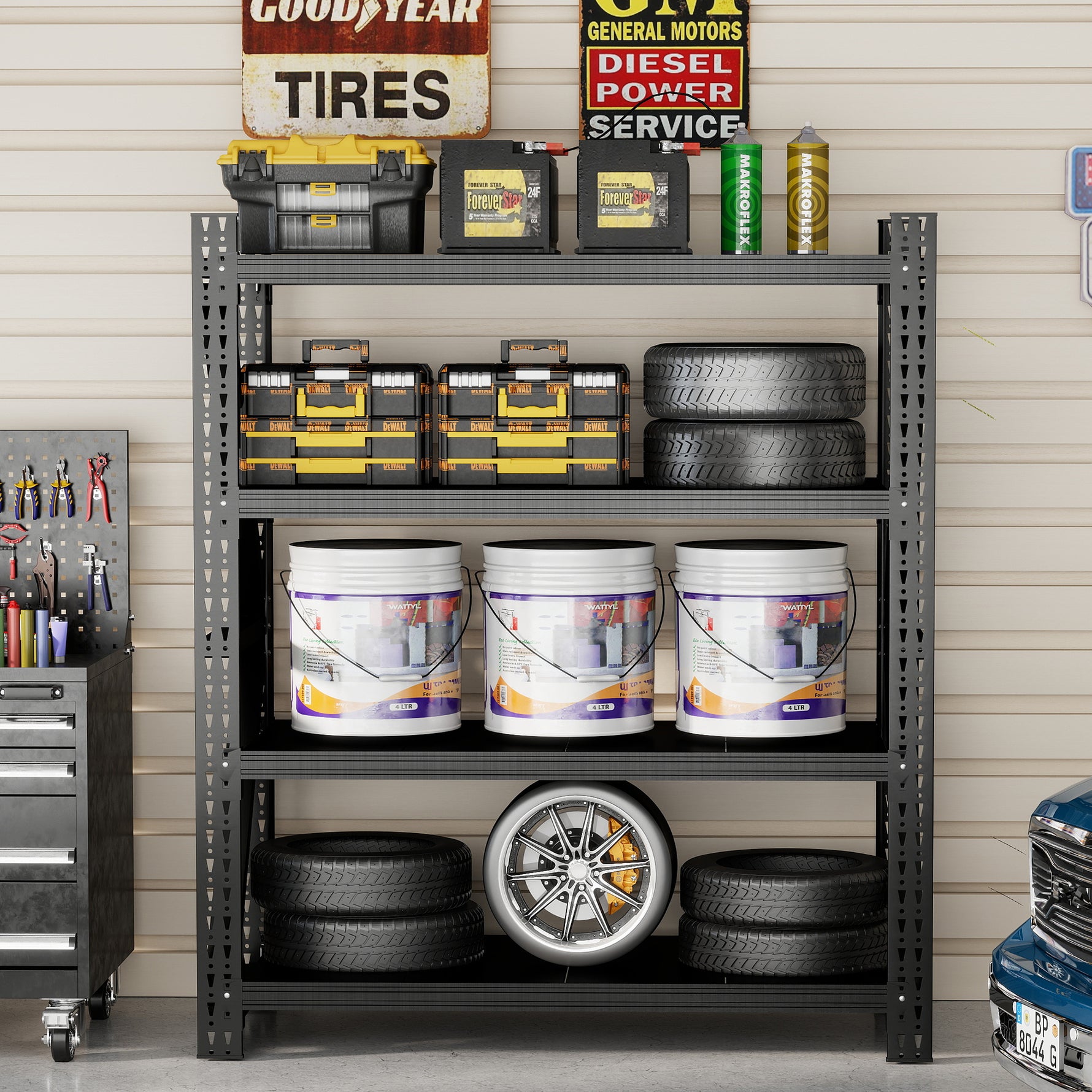 Heavy Duty Metal Adjustable Garage Shelving Unit, 4000lb Capacity Industrial Storage Rack for workshop, garage, storage, or utility use
