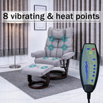 8-Point Massage Recliner with Ottoman, Heated Reclining Chair, Bent Wood Base detail image 4