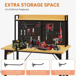 Heavy-Duty Adjustable Workbench with Pegboard & Wheels workshop project bench