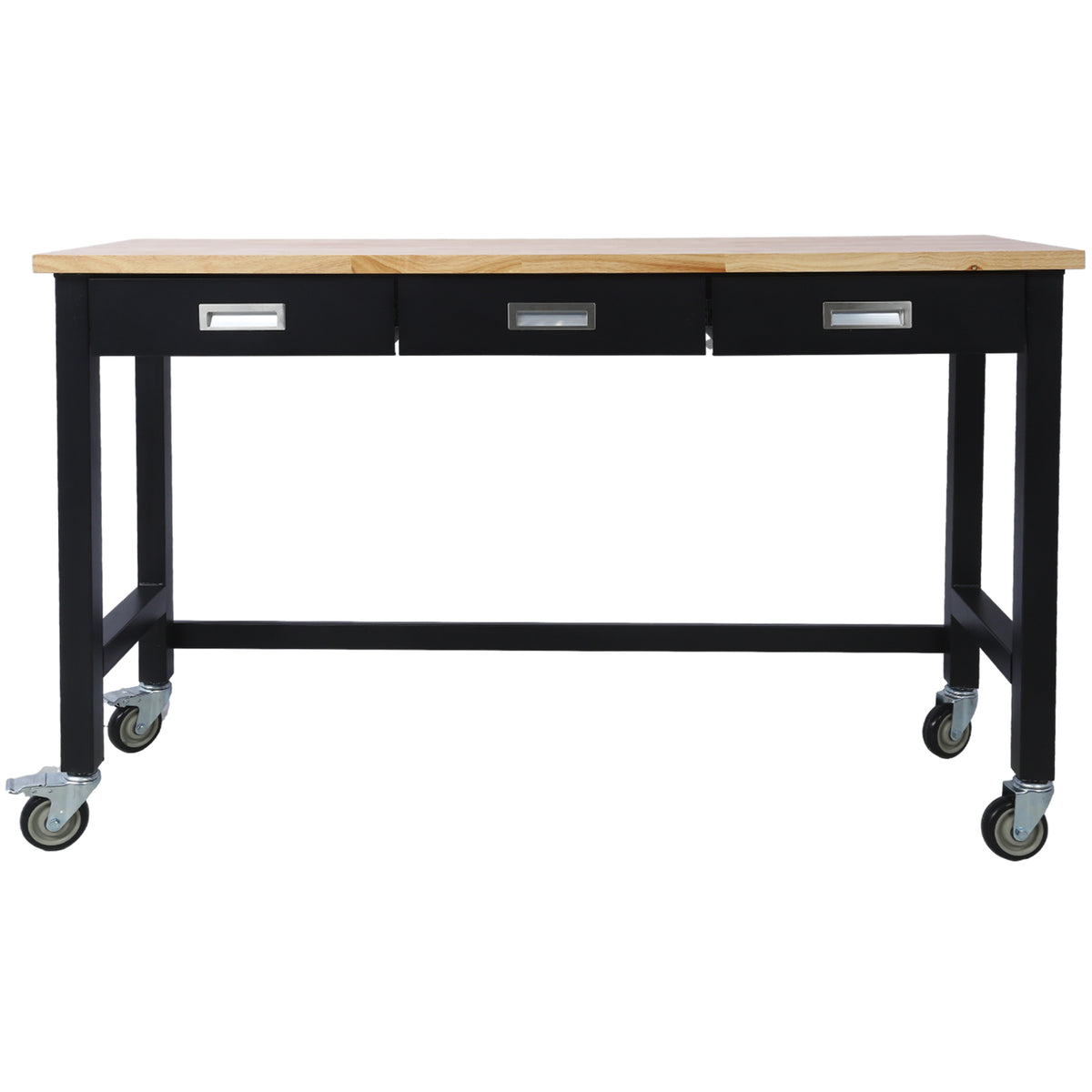 60" Rolling Bamboo Workbench with Drawer Storage for workshop, garage, storage, or utility use