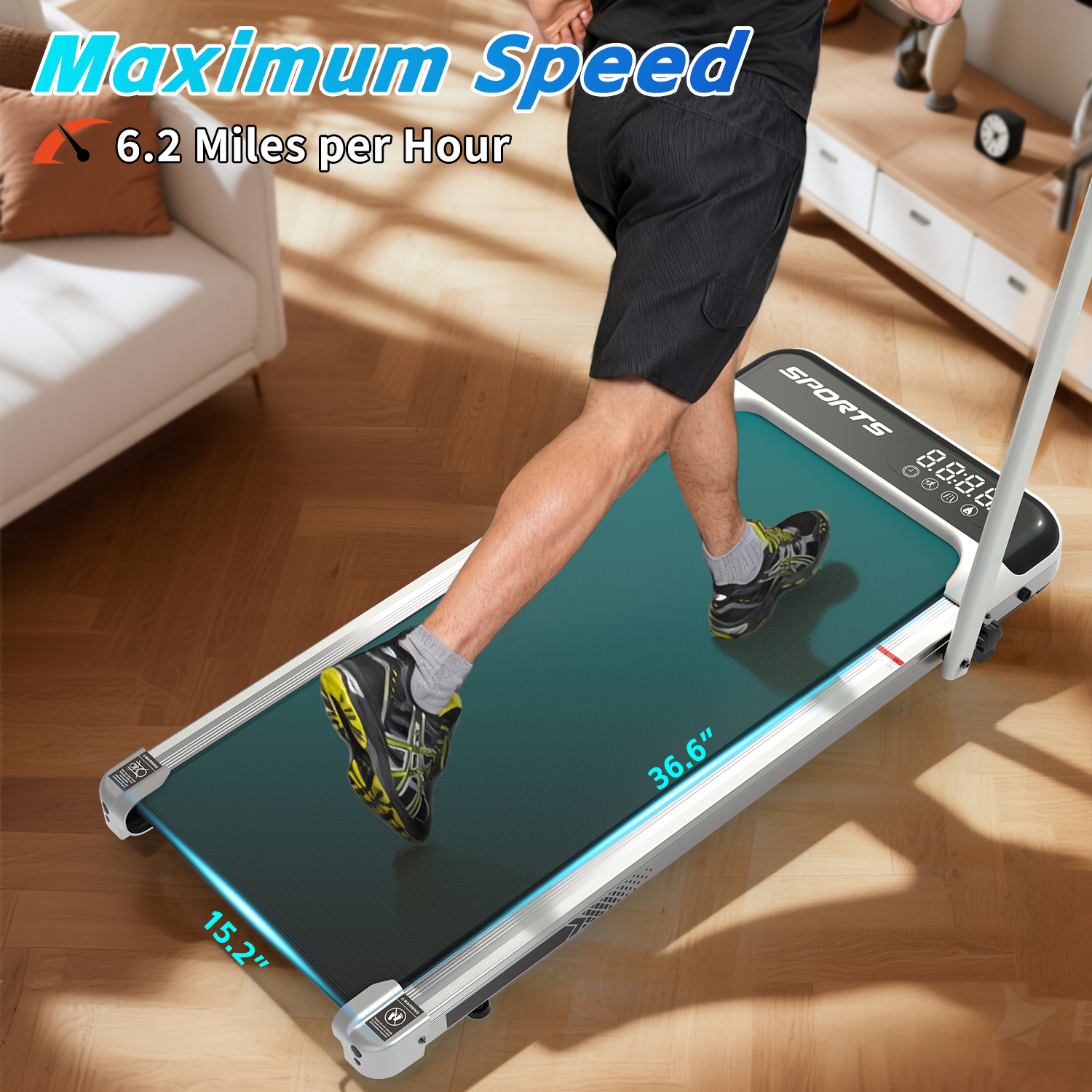 Foldable Under-Desk Walking Pad with Handlebar & Incline under-desk walking pad