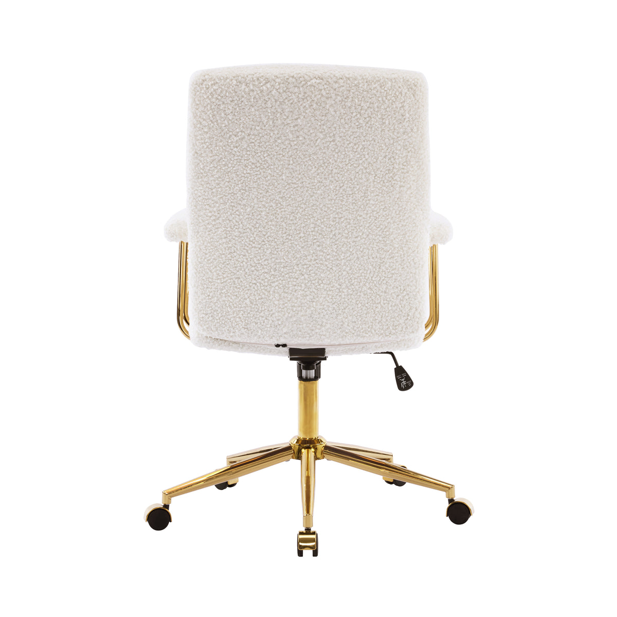 Textured Boucle Gold Office Chair with Padded Arms workspace desk setup