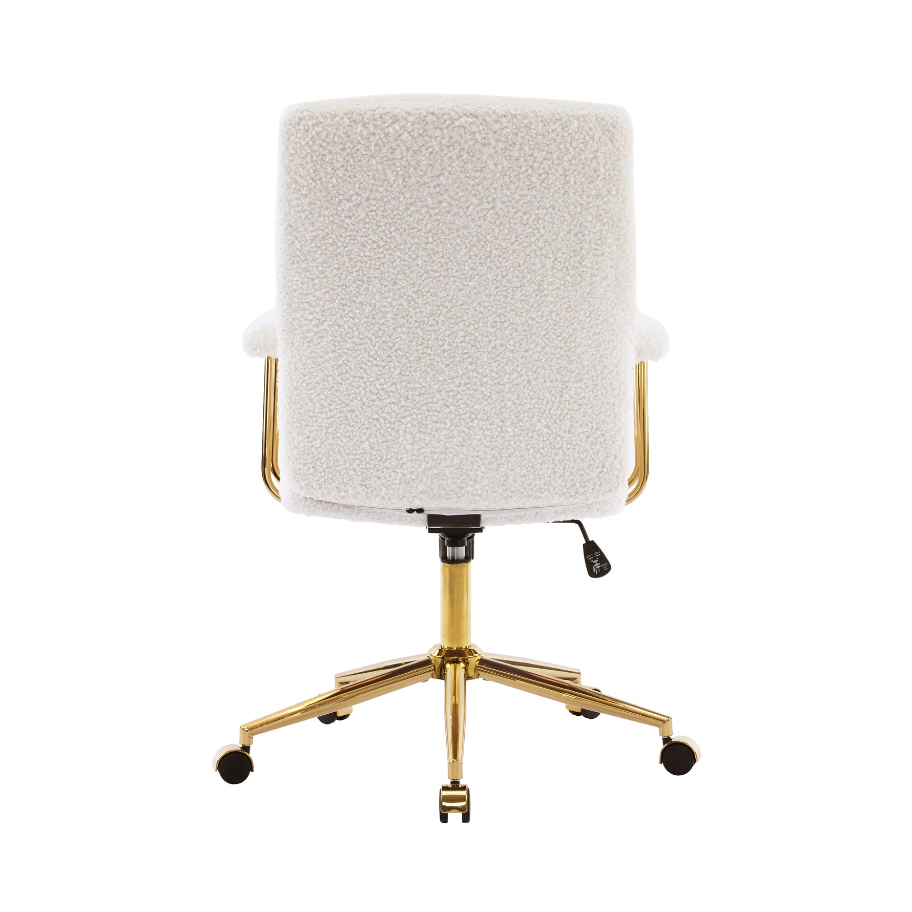 Textured Boucle Gold Office Chair with Padded Arms workspace desk setup