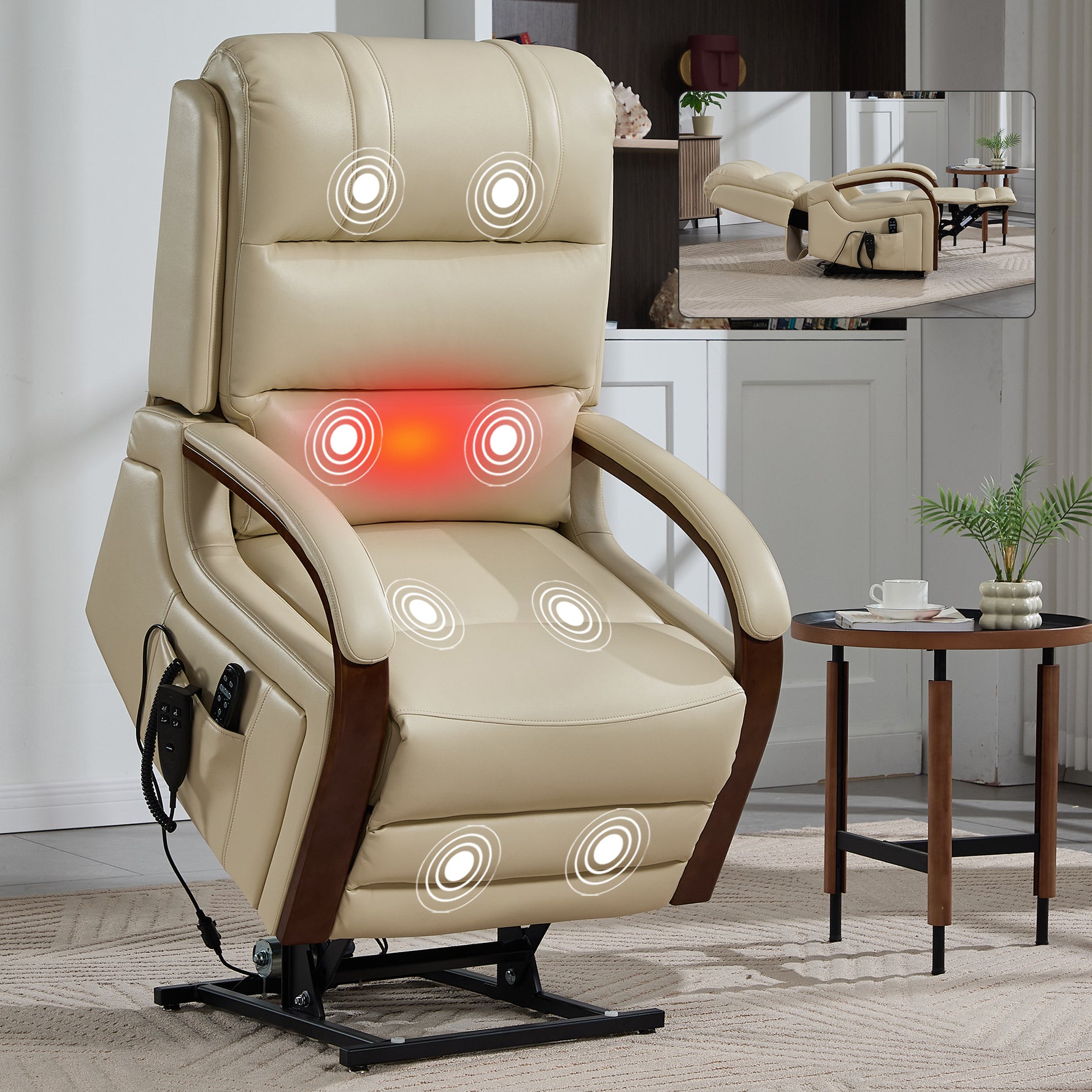 Dual-Motor Leather-Air Power Lift Recliner detail image 30