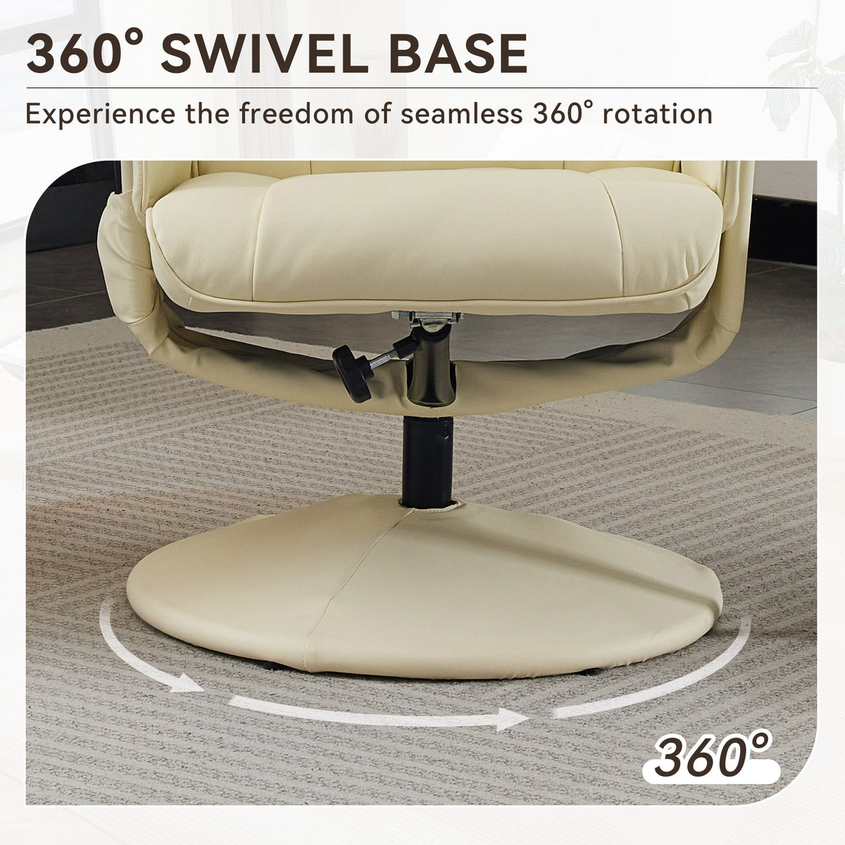Ergonomic Recliner Chair with Ottoman - 360° Swivel Massage Lounge detail image 6