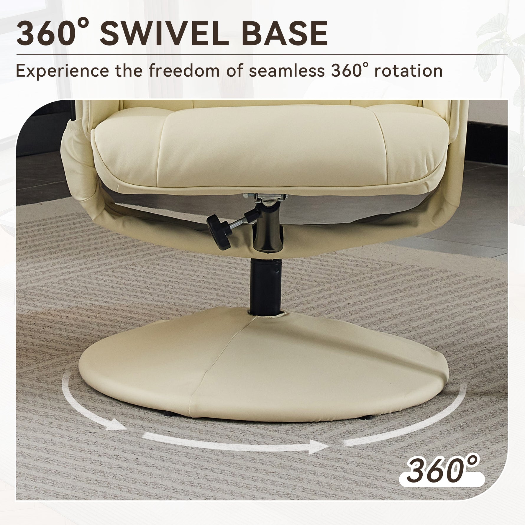 Ergonomic Recliner Chair with Ottoman - 360° Swivel Massage Lounge detail image 6