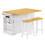 53 in. Farmhouse Kitchen Island with Power Outlet & Stools product view 36
