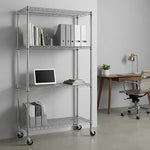 Heavy-Duty Adjustable Wire Shelving Unit with Wheels & Levelers for workshop, garage, storage, or utility use