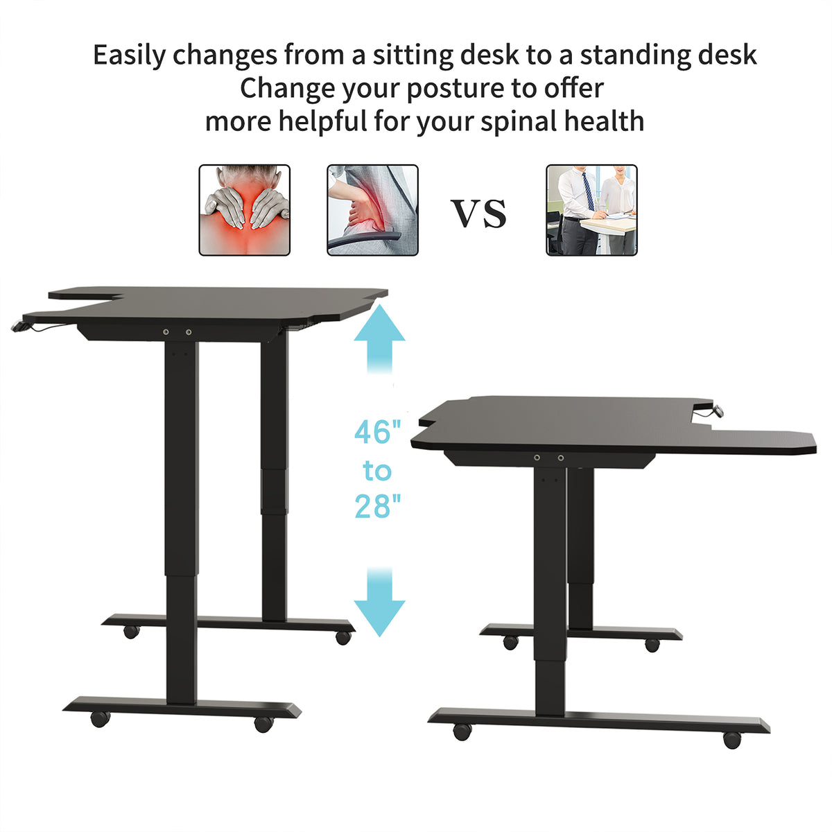 L-Shaped 59" Electric Standing Desk workspace desk setup