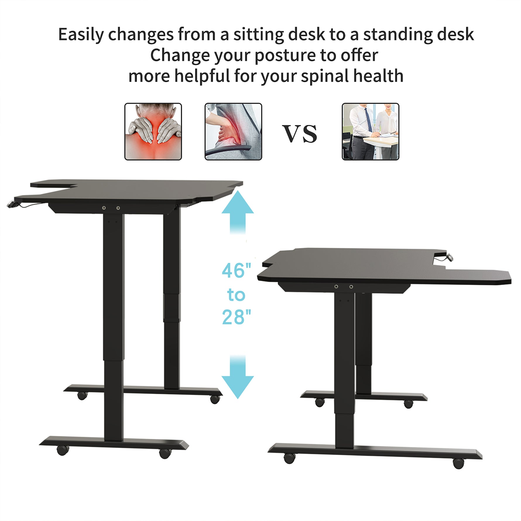 L-Shaped 59" Electric Standing Desk workspace desk setup