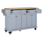 Rubberwood Drop-Leaf Kitchen Cart with 3 Drawers product view 30