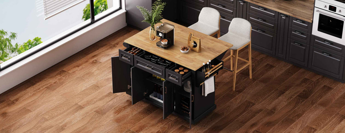 54 in. Rolling Kitchen Island with Drop Leaf & Storage product view 62