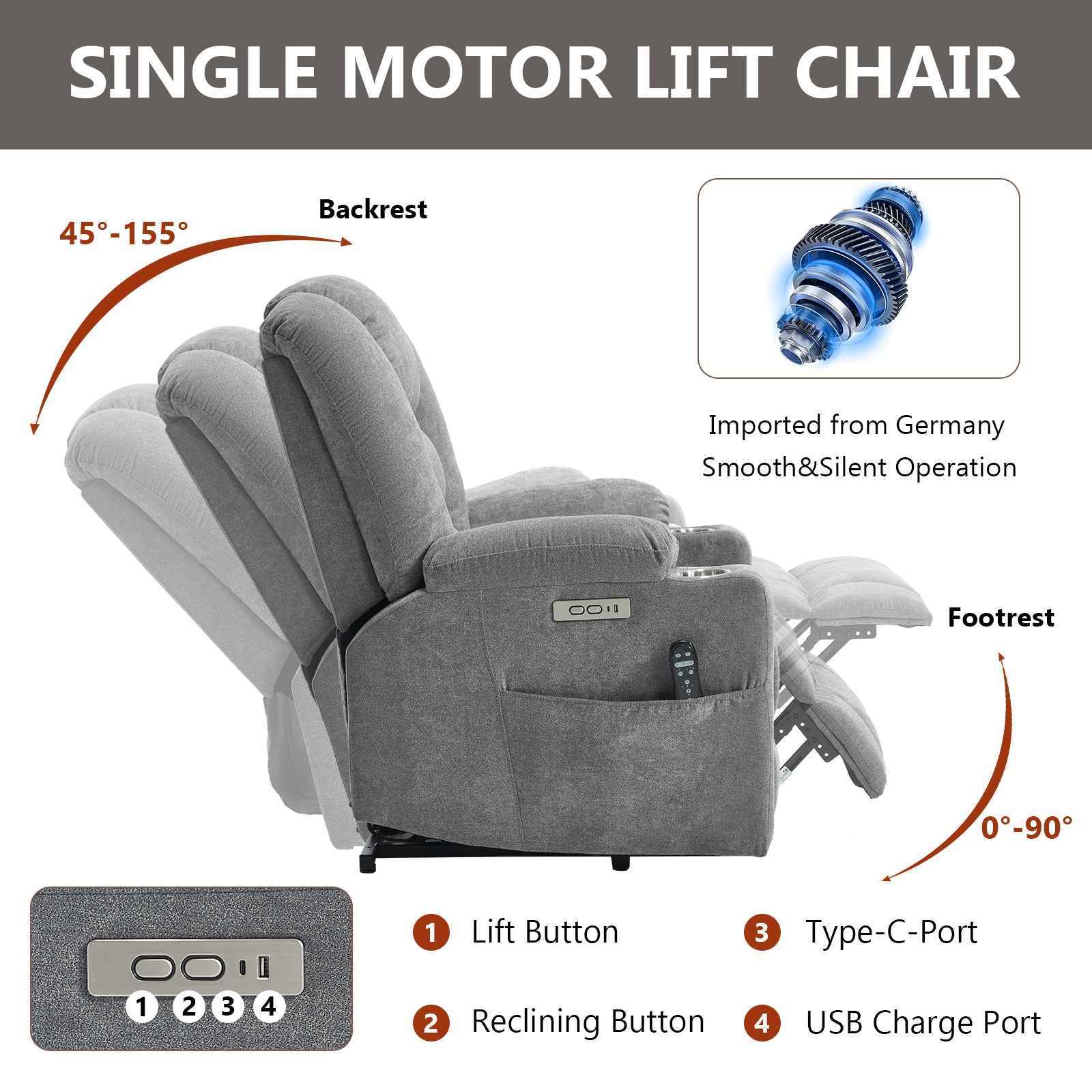 Large Dual-Motor Power Lift Heat & Massage Recliner detail image 23