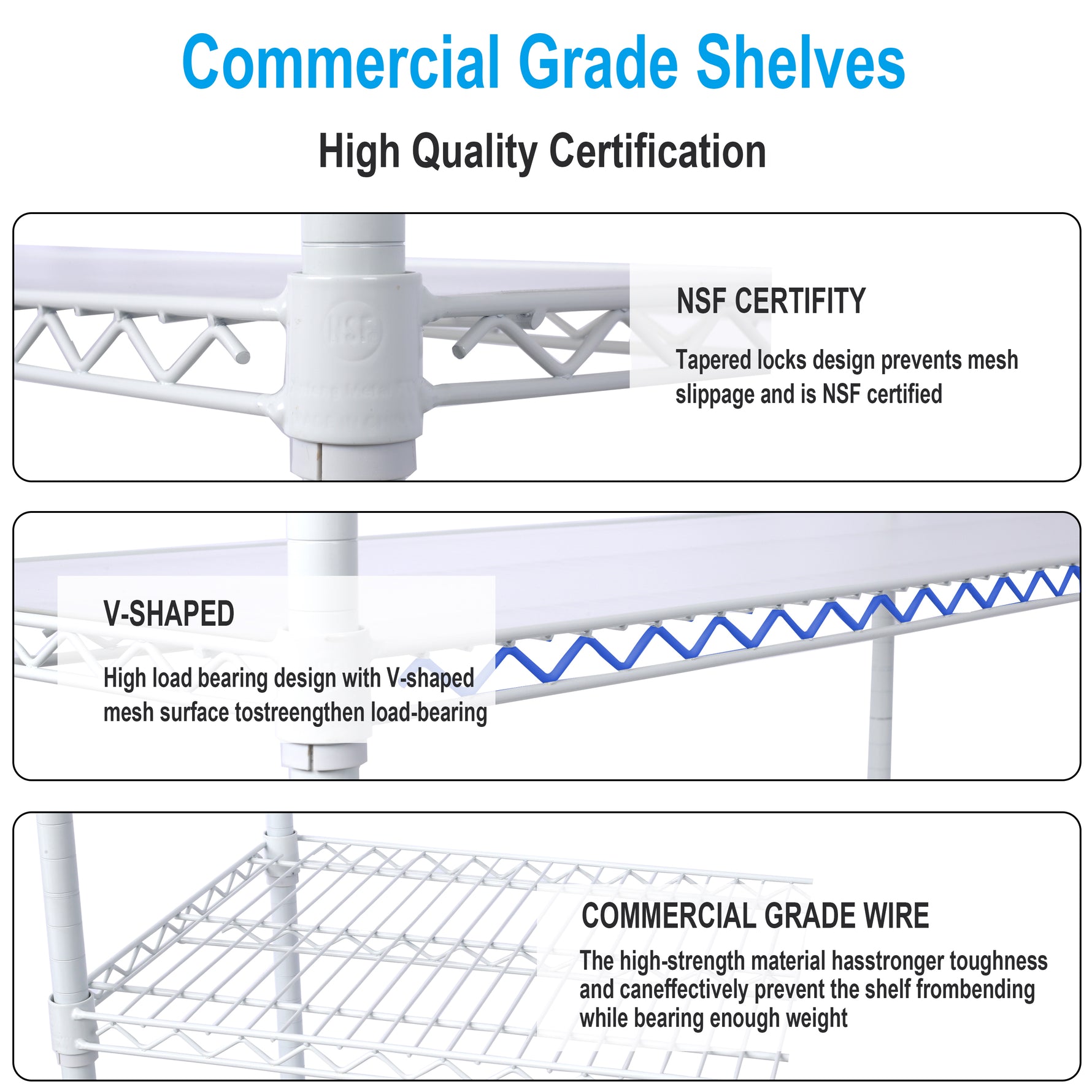 6-Tier NSF Wire Shelving Unit, 6000 lb Capacity for workshop, garage, storage, or utility use