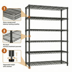 6-Tier Adjustable Wire Shelving Unit, 2100 lb Capacity for workshop, garage, storage, or utility use